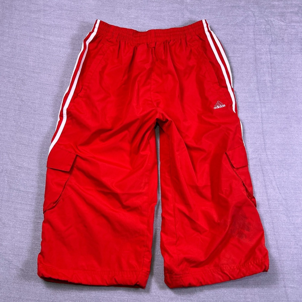 Adidas Cargo Athletic Parachute Track Pants Boys Size M Red Nylon Gym